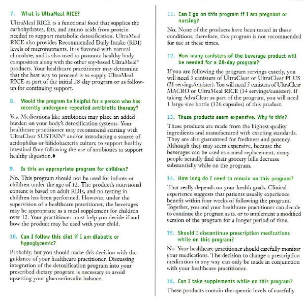 Detoxification program Q and A, page 2